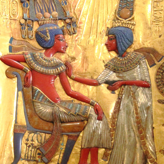 Tutankhamun and Ankhesenamun in a Floral Pavilion Greeting Card