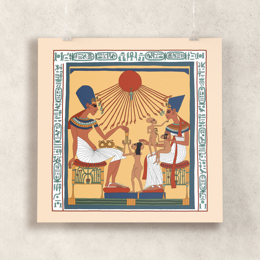 Akhenaten, Nefertiti and Family Beneath the Aten Giclée Print