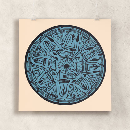 Tilapia Fish Amongst the Lotus Flowers (The Marsh Bowl) Giclée Print