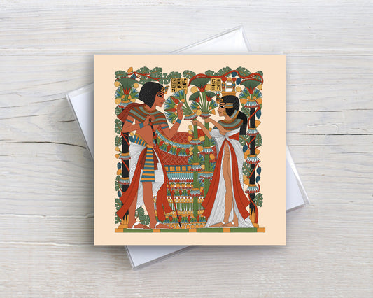 Tutankhamun and Ankhesenamun Amongst the Vines Greeting Card