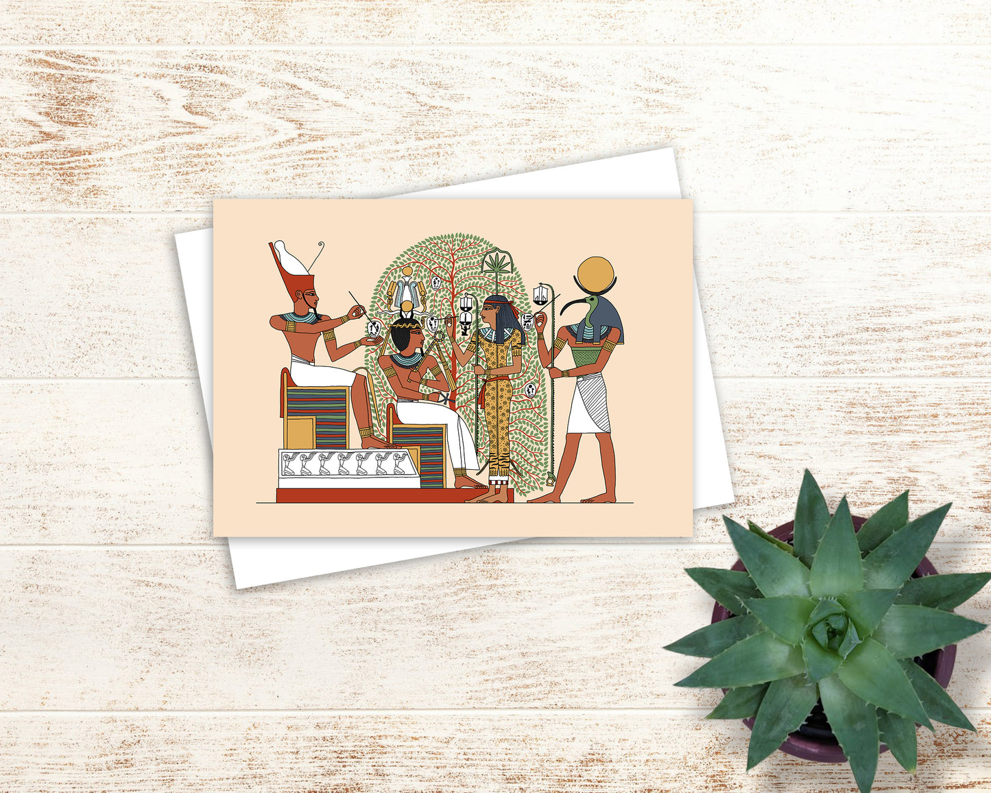 Seshat, Thoth, and the Sacred Persea Tree Greeting Card